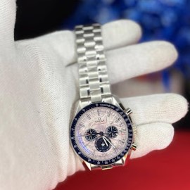 Working chronograph watch Pakistan moonphase front view Moonphase chronograph watch side angle Working chronograph watch Pakistan subdial closeup Working chronograph watch with packaging box