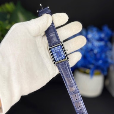 Roman numeral watch Pakistan blue strap front view Rectangular roman numeral watch side angle Roman numeral watch Pakistan dial closeup Roman numeral watch with packaging box