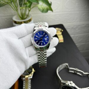 Rolex Datejust Style Blue Dial Luxury Watch – Silver Jubilee Bracelet