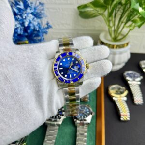 Rolex Submariner Style Two-Tone Blue Dial Luxury Watch – Blue Bezel & Gold-Silver Bracelet