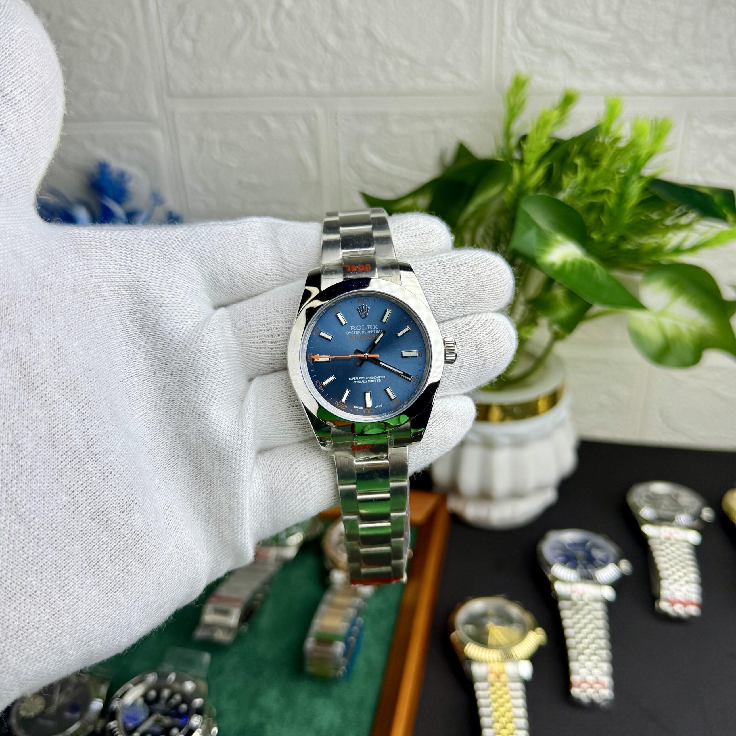 Rolex Oyster Perpetual Style Blue Dial Luxury Watch – Stainless Steel Bracelet