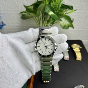 Omega Constellation Style Silver Luxury Watch – White Textured Dial