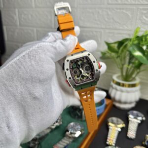 Richard Mille RM 011 Style – Orange Strap Quartz Chronograph Watch