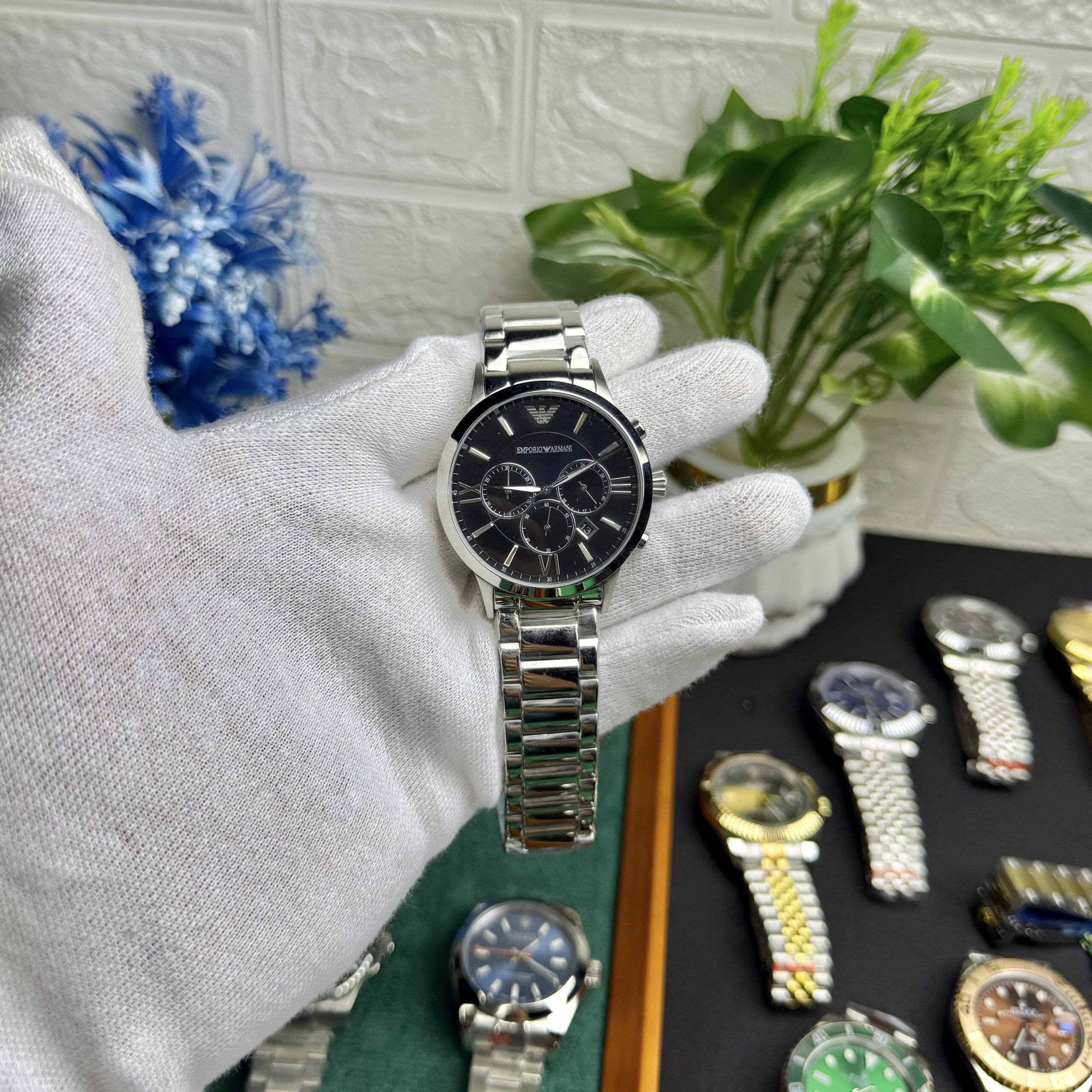 Emporio Armani Chronograph – Silver & Black Edition