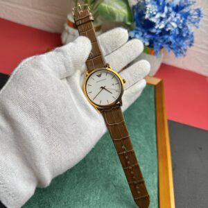 Emporio Armani Classic Gold Brown Leather Watch