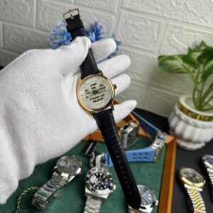 Emporio Armani Style Meccanico Watch – White Textured Dial with Black Leather Strap